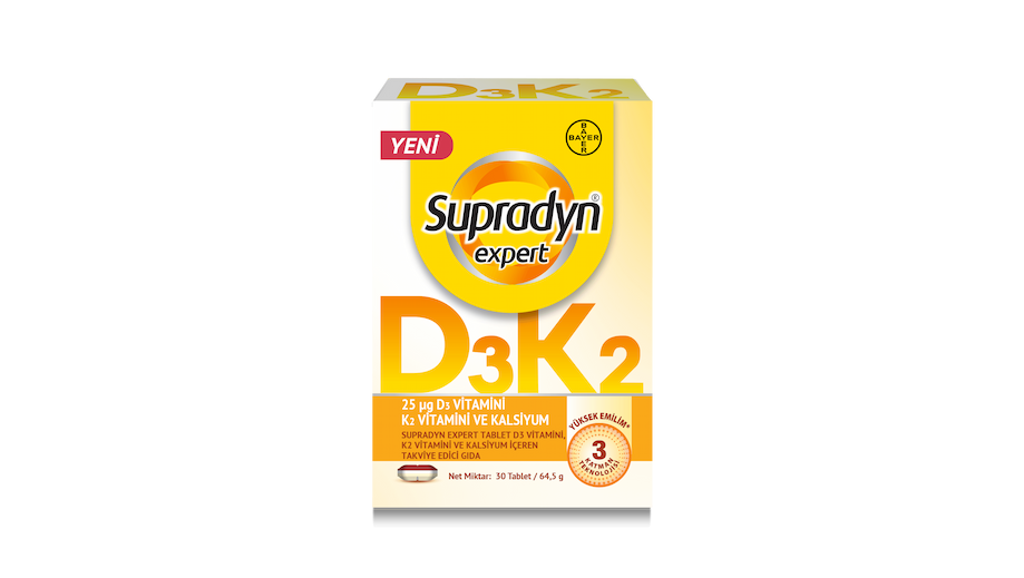Supradyn Expert Tablet D3 Vitamini, K2 Vitamini ve Kalsiyum İçeren Takviye Edici Gıda